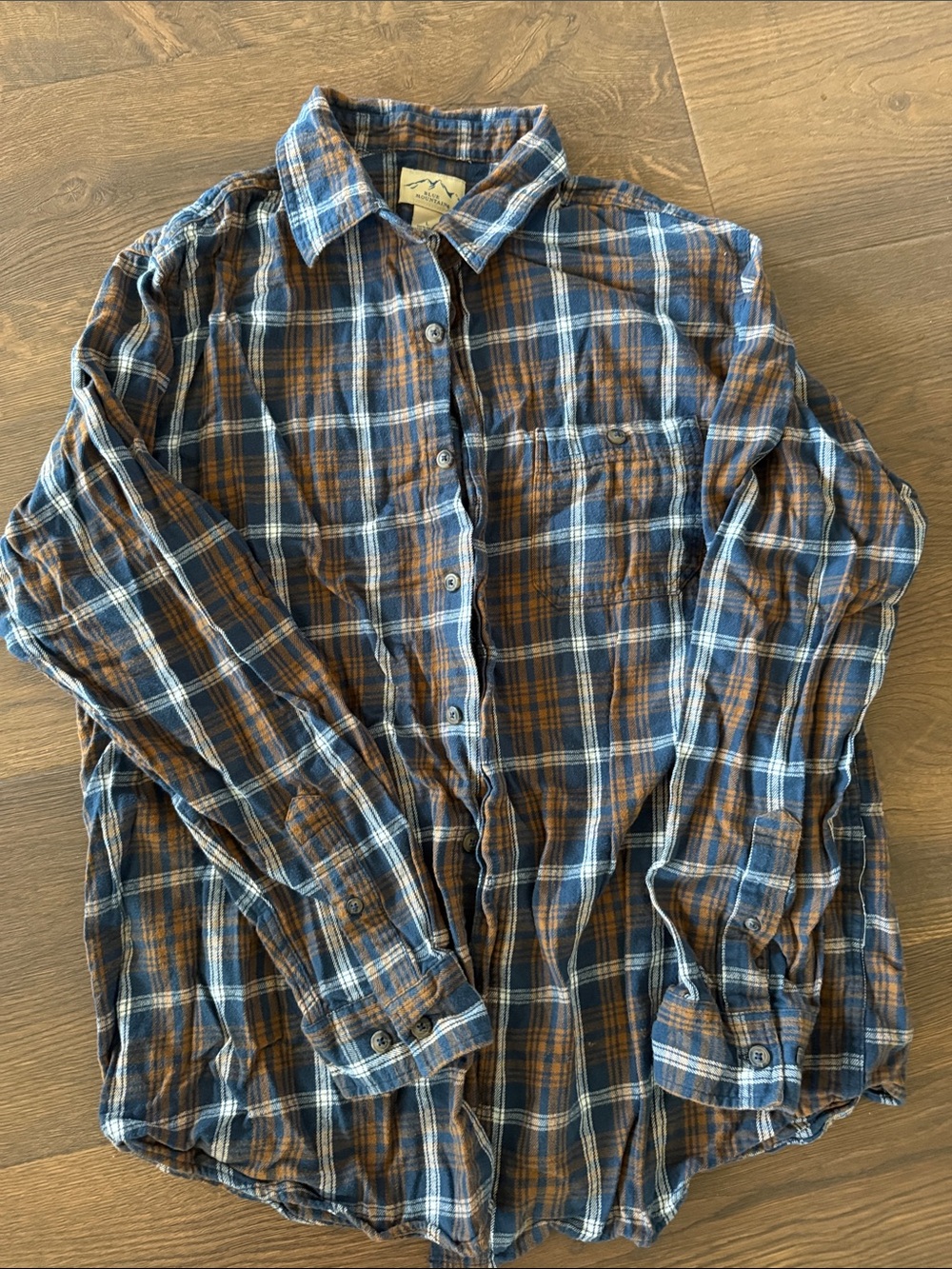 Men's Casual Blue and Brown Plaid Button-Down Shirt
